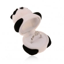 Dárková krabička na prsten nebo náušnice, černobílá panda, sametový povrch