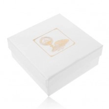 Bílá krabička na soupravu, motiv kalichu, chleba a hroznů ve zlatém odstínu