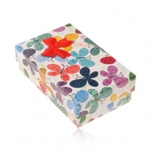 Barevná krabička na soupravu nebo řetízek, vzor motýlů s ornamenty, mašle