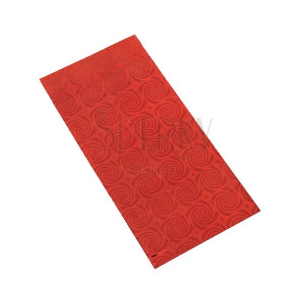 Lesklý dárkový sáček z celofánu červené barvy s motivem spirálek