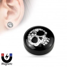 Akrylový magnetický fake plug - černý kruh s obrázkem v čiré glazuře