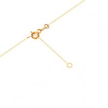 Zlatý náhrdelník 375 - jemný řetízek, symbol nekonečna, čirý zirkon a nápis MOM