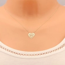 Zlatý náhrdelník 375 - tenký řetízek a přívěsek - zmenšující se kontury srdcí