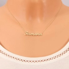 Zlatý nastavitelný náhrdelník 585 se jménem Tamara, jemný blýskavý řetízek