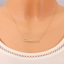 Zlatý nastavitelný náhrdelník 585 se jménem Tamara, jemný blýskavý řetízek