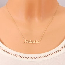 Zlatý 14K náhrdelník - tenký řetízek z oválných oček, lesklý přívěsek Natália