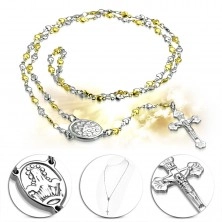 Ocelový náhrdelník - dvoubarevný, s křížem a medailonem Panny Marie