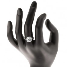 Prsten ze stříbra 925, čirý broušený zirkon - čtverec, třpytivý lem