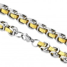 Sada z chirurgické oceli - náhrdelník s náramkem, dvoubarevné články, řecký klíč