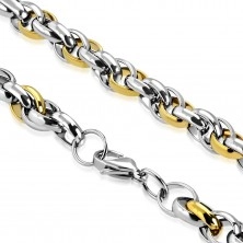 Ocelová sada - náhrdelník s náramkem, dvoubarevné oválné články