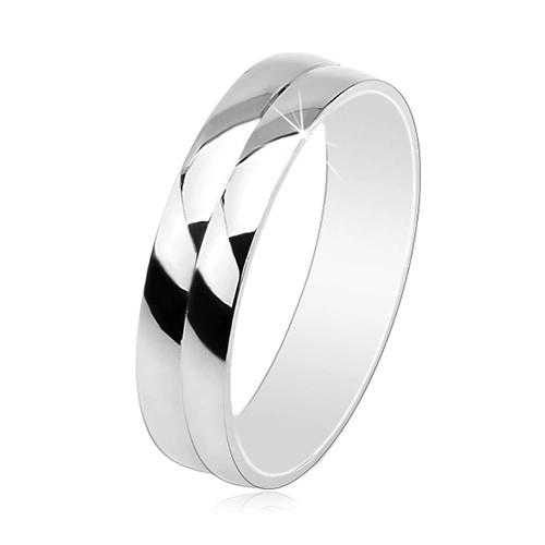Stříbrný prsten 925, lesklý hladký povrch, tenký zářez uprostřed, 5 mm - Velikost: 60