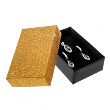 Dárková krabička na set nebo náhrdelník - třpytivý povrch zlaté barvy