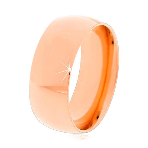 Ocelový prsten v měděném odstínu, lesklá zaoblená ramena, 8 mm - Velikost: 57