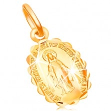 Přívěsek ze žlutého zlata 14K - oboustranný medailonek s Pannou Marií