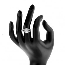 Stříbrný prsten 925, čirý zirkonový kroužek se zrnkovitým zirkonem uprostřed