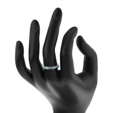 Prsten z chirurgické oceli - kulaté zirkony akvamarínové barvy