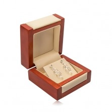 Dřevěná dárková krabička na řetízek nebo náušnice, krémová koženka