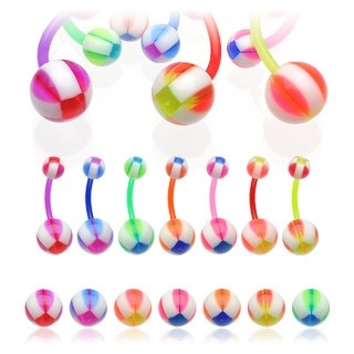 Piercing do pupíku Multicolor Balla - Barva piercing: Růžová