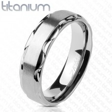 Prsten z titanu s matným středem a lesklými vlnitými okraji, 6 mm
