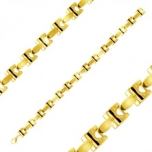 Ocelový náramek ve zlatém odstínu, lesklý řetěz z hranatých článků