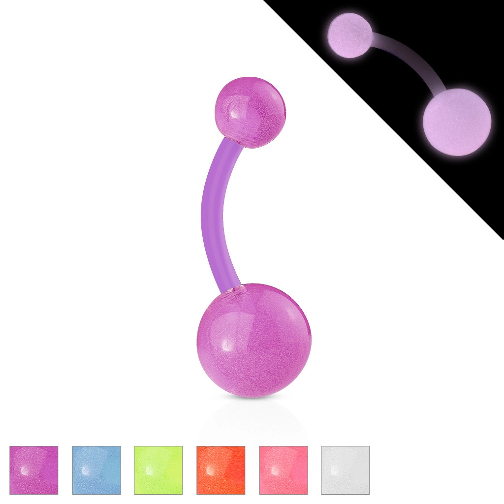 Levně Bioflex, piercing do pupíku - kuličky s malými bublinkami, svítící ve tmě - Barva piercing: Bílá
