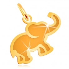 Přívěsek ve žlutém 14K zlatě - malý plochý slon s matným středem