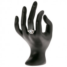 Prsten ze stříbra 925 - třpytivé čiré srdíčko, zirkonové obrysy srdcí