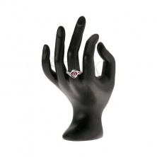 Prsten ze stříbra 925, zirkonový květ světle růžové barvy, zvlněná ramena