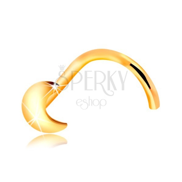 Piercing do nosu ve žlutém zlatě 585 se srpkem měsíce, zahnutý tvar
