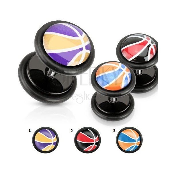 Akrylový falešný plug, barevný basketbalový míč, černé gumičky