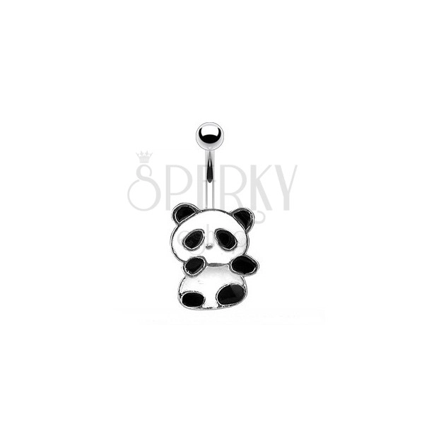 Piercing do pupíku - panda s bílou a černou glazurou