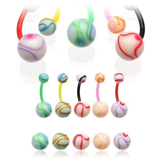 Piercing do pupíku barevná koule - Barva piercing: Růžová