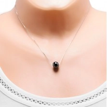 Stříbrný 925 náhrdelník s lesklou šedočernou kuličkou z hematitu