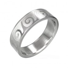 Prsten z oceli 316L stříbrné barvy, lesklé vlnky na matném povrchu, 6 mm