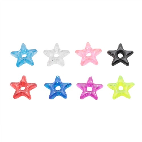 Přívěsek na piercing - barevná akrylová hvězdička s třpytkami - Barva: Fialová