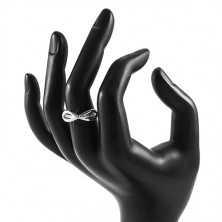 Stříbrný 925 prsten - lesklý symbol nekonečna a vroubkovaná linie