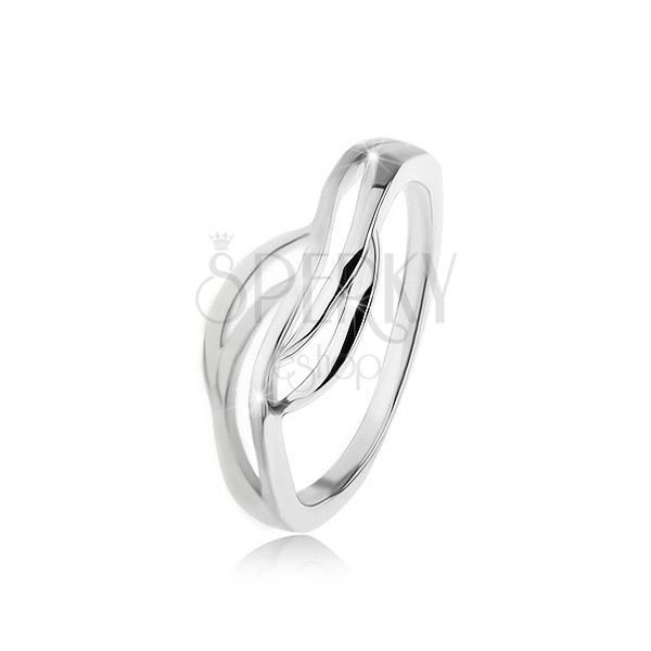 Prsten ze stříbra 925 s rozdělenými rameny, lesklé a matné vlnky