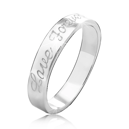 Prsten ze stříbra 925 s vyrytým nápisem Love Forever - Velikost: 58