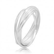 Stříbrný prsten 925 - propojené tenké prstence, lesklý hladký povrch
