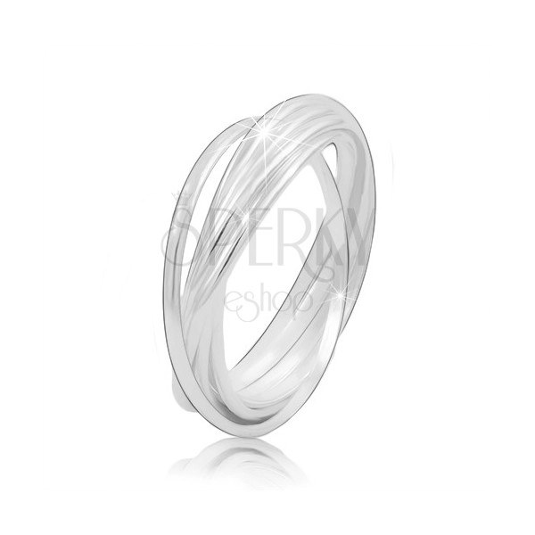 Stříbrný prsten 925 - propojené tenké prstence, lesklý hladký povrch