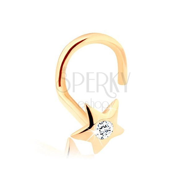 Diamantový zlatý piercing do nosu 585 - blýskavá hvězdička s briliantem