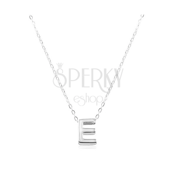 Nastavitelný náhrdelník, stříbro 925, velké tiskací písmeno E