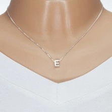 Nastavitelný náhrdelník, stříbro 925, velké tiskací písmeno E