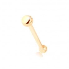 Rovný piercing do nosu ze žlutého zlata 585 - drobná lesklá kulička, 1,5 mm