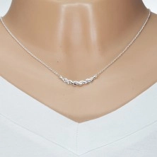 Stříbrný 925 náhrdelník, dvě propletené vlnky - hladká a zirkonová