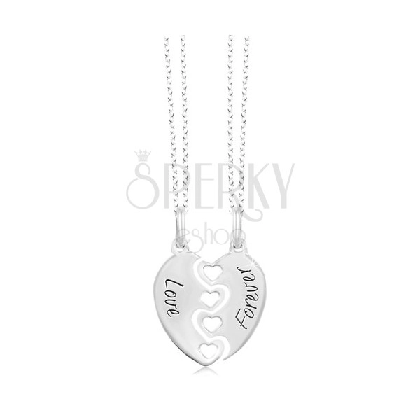 Dva náhrdelníky - přelomené srdce Love Forever, stříbro 925
