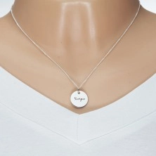 Stříbrný náhrdelník 925, řetízek a kruhový přívěsek - znamení ŠTÍR