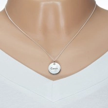 Stříbrný náhrdelník 925, řetízek a kruhový přívěsek - znamení RAK
