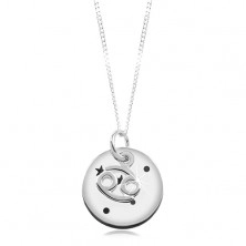 Stříbrný náhrdelník 925, řetízek a kruhový přívěsek - znamení RAK
