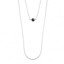 Stříbrný 925 náhrdelník, dvojitý řetízek s hadím vzorem, černá polokoule